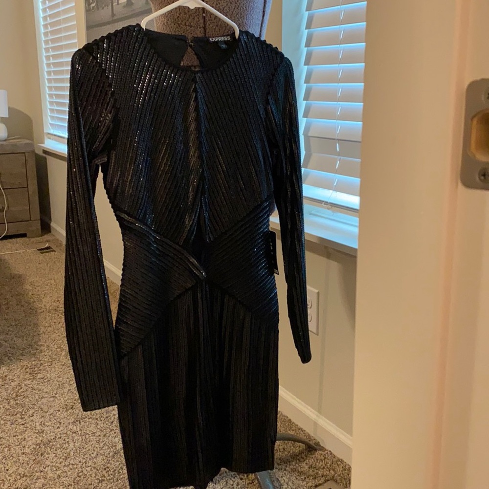 Long sleeved sequin party dress